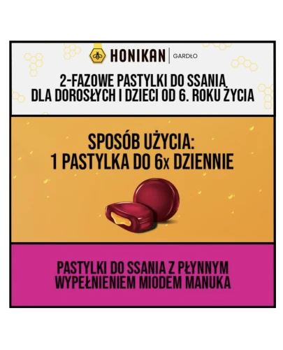 Honikan Gardło Pastylki dwufazowe do ssania, 16 sztuk - Z ekstraktem porostu islandzkiego i malwy  - 2