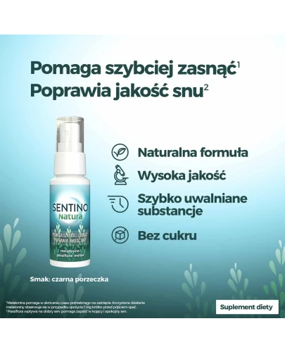 Sentino Natura spray o smaku czarnej porzeczki, 25 ml - Z melatoniną oraz naturalnymi wyciągami - 6