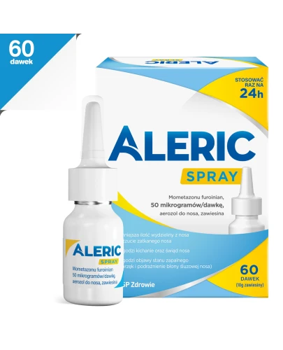 Aleric spray aerozol do nosa, zawiesina, 60 dawek - Na objawy sezonowego alergicznego zapalenia błony śluzowej nosa - 1