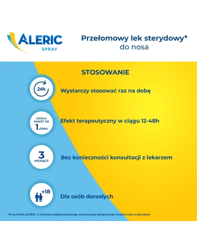 Aleric spray aerozol do nosa, zawiesina, 60 dawek - Na objawy sezonowego alergicznego zapalenia błony śluzowej nosa - 4