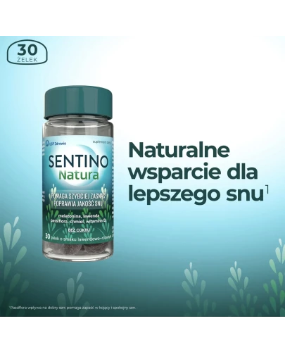 Sentino Natura żelki, 30 sztuk - Z melatoniną, wyciągiem z kwiatów męczennicy cielistej i szyszek chmielu  - 2