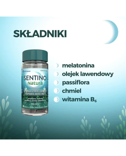 Sentino Natura żelki, 30 sztuk - Z melatoniną, wyciągiem z kwiatów męczennicy cielistej i szyszek chmielu  - 3