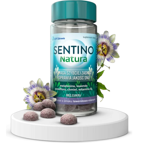 Sentino Natura o smaku lawendowo-różanym, 30 żelek - Z melatoniną, wyciągiem z kwiatów męczennicy cielistej i szyszek chmielu  - 3