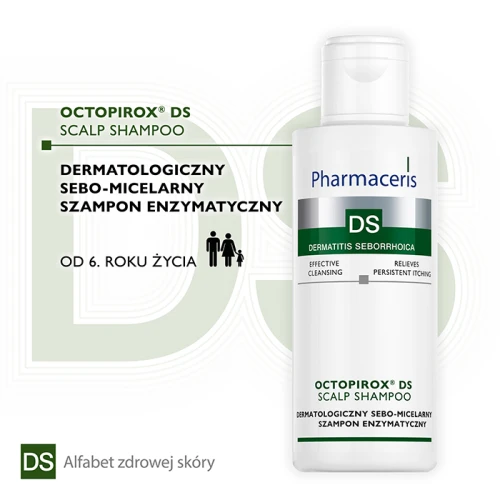 Pharmaceris DS Octopirox Dermatologiczny sebo-micelarny szampon enzymatyczny, 125 ml - Łagodzenie łojotokowego zapalenia skóry i poprawa kondycji włosów - 1