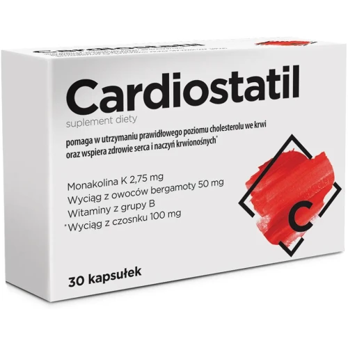 Cardiostatil, 30 kapsułek - Suplement diety z Monakoliną K i wyciągiem z bergamoty oraz czosnku - 1