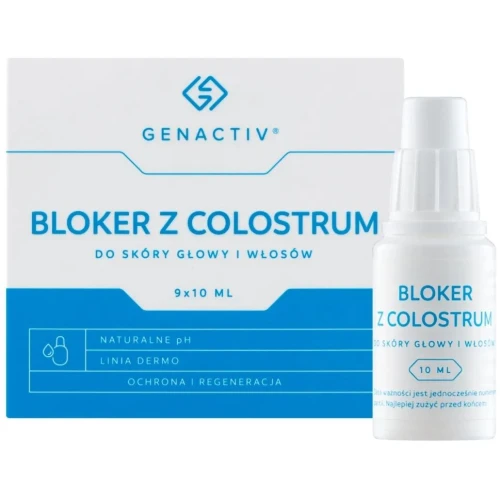 Genactiv Bloker z Colostrum do skóry głowy i włosów, 9 x 10 ml - Ochrona, regeneracja i zdrowa skóra głowy w jednym produkcie - 1