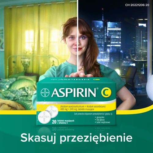 Aspirin C 20 tabletek musujących  - Tabletki musujące, które działają przeciwbólowo, przeciwzapalnie i przeciwgorączkowo - 1