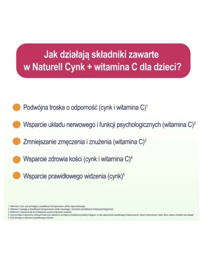 Naturell Cynk + Witamina C dla dzieci, 60 tabletek - Dla dzieci od 3. roku życia - 2