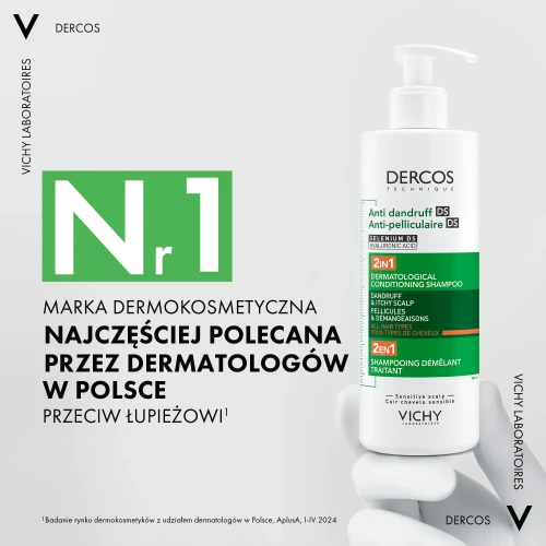 Vichy Dercos DS, szampon przeciwłupieżowy z odżywką 2 w 1, 390 ml - Pelęgnuje włosy i usuwa łupież  - 3