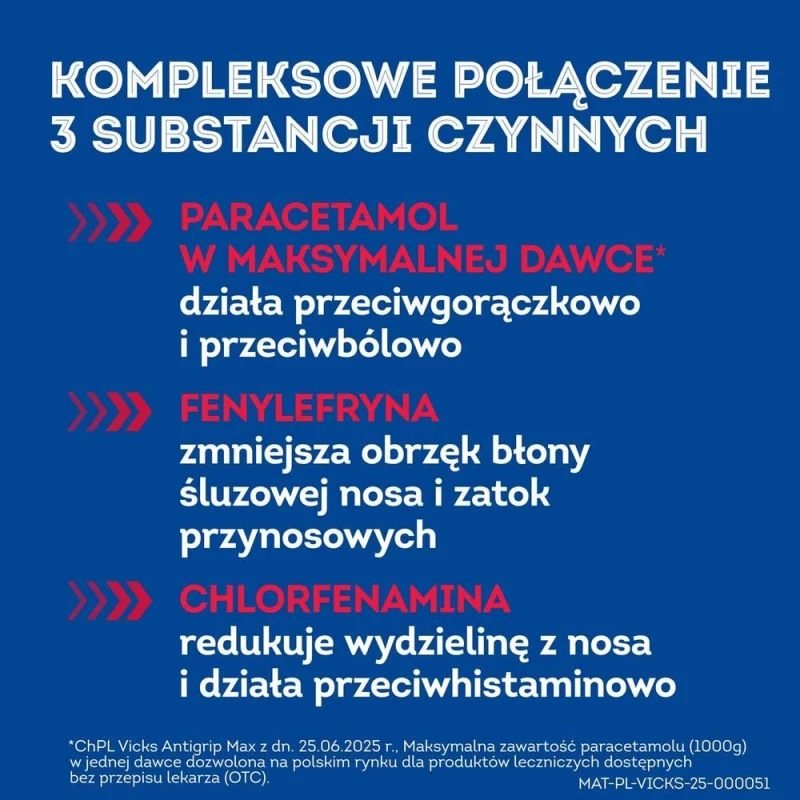 Vicks AntiGrip Max granulat do sporządzania roztworu doustnego, 14 saszetek - Do stosowania  leczeniu objawowym infekcji, takich jak grypa i przeziębienie - 3