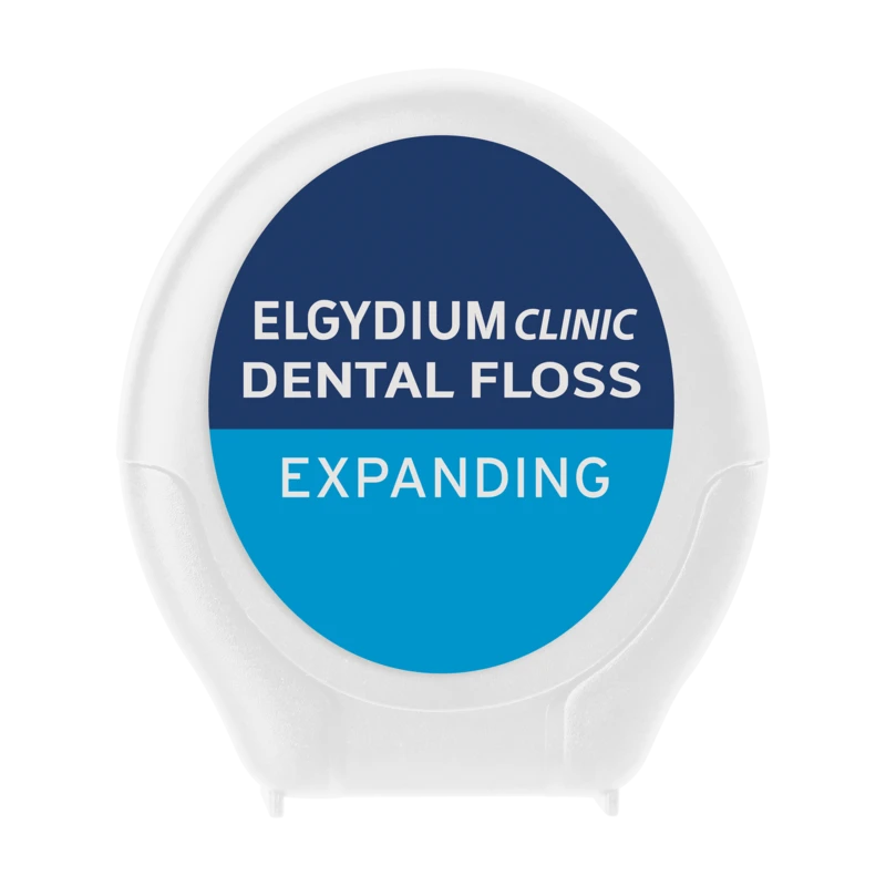 Elgydium Dental Flos Expanding, nić dentystyczna pęczniejąca, 25 m - O smaku miętowym, delikatne czyszcza przestrzenie międzyzębowe - 1