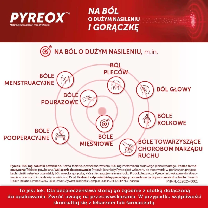 Pyreox, 500 mg, 20 tabletek - Lek o działaniu przeciwbólowym, przeciwgorączkowym i rozkurczowym - 4