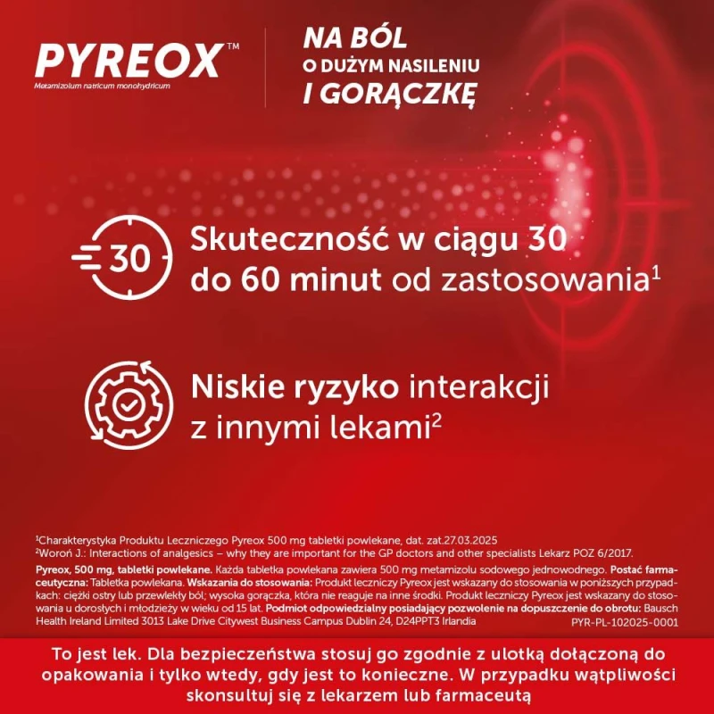 Pyreox, 500 mg, 20 tabletek - Lek o działaniu przeciwbólowym, przeciwgorączkowym i rozkurczowym - 5