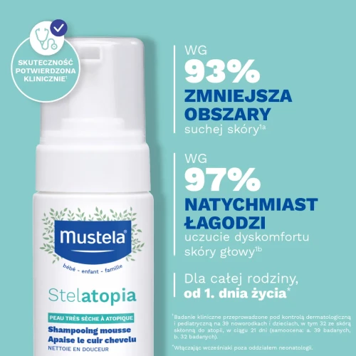 Mustela Stelatopia, szampon w piance, 150 ml - Dla skóry skłonnej do atopii - 2
