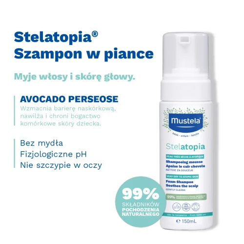 Mustela Stelatopia, szampon w piance, 150 ml - Dla skóry skłonnej do atopii - 3