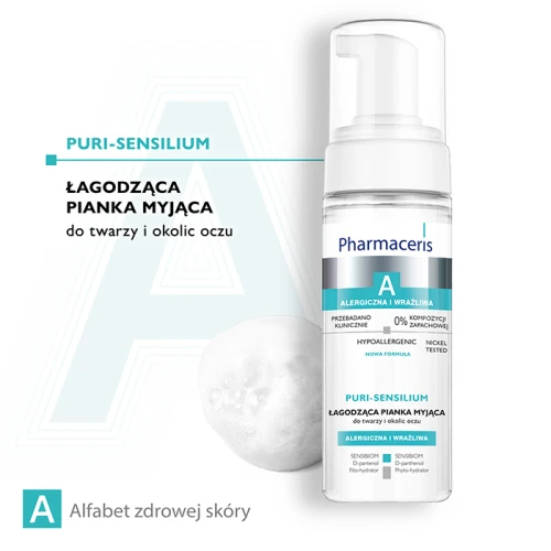 Pharmaceris A Puri-Sensilium Łagodząca pianka myjąca do twarzy, 150 ml - Delikatne oczyszczanie i ukojenie skóry wrażliwej - 1