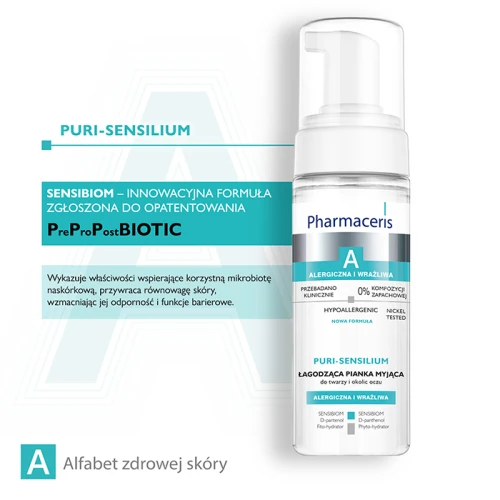 Pharmaceris A Puri-Sensilium Łagodząca pianka myjąca do twarzy, 150 ml - Delikatne oczyszczanie i ukojenie skóry wrażliwej - 3