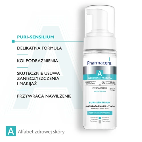 Pharmaceris A Puri-Sensilium Łagodząca pianka myjąca do twarzy, 150 ml - Delikatne oczyszczanie i ukojenie skóry wrażliwej - 4