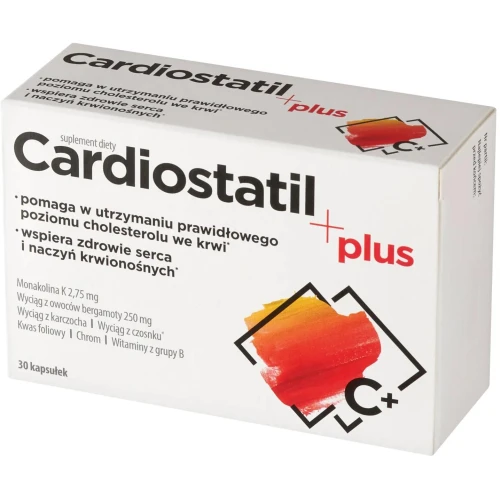 Cardiostatil Plus, 30 kapsułek - Monakolina K i wyciąg z bergamoty –  wsparcie utrzymania prawidłowego poziomu cholesterolu we krwi - 1