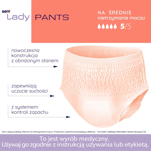 Seni Lady Pants M Majtki chłonne, 10 sztuk - Dla kobiet z lekkim i średnim nietrzymaniem moczu - 1