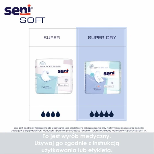 Seni Soft Super Dry 90 cm x 60 cm Podkłady higieniczne, 15 sztuk - Szybko pochłaniają wilgoć i chronią przed przeciekaniem - 3