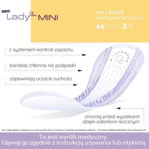 Seni Lady Slim Mini Wkładki urologiczne dla kobiet, 10 sztuk - Zabezpieczają przy lekkim nietrzymaniu moczu - 1