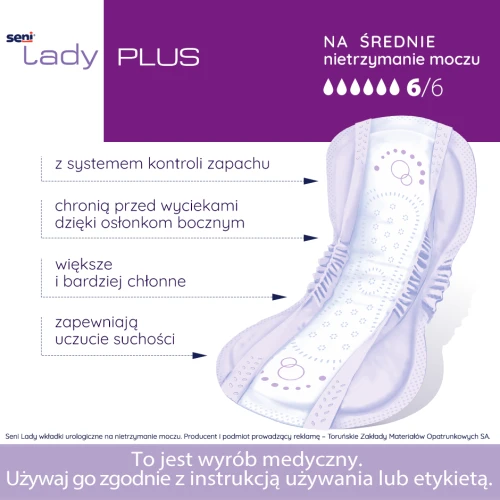 Seni Lady Plus Wkładki urologiczne dla kobiet, 15 sztuk - Zabezpieczają przy średnim nietrzymaniu moczu - 1