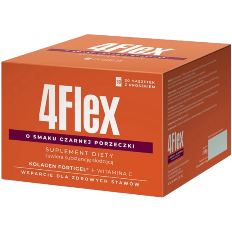 4 Flex, smak czarnej porzeczki, 30 saszetek - Kolagen do picia z witaminą C