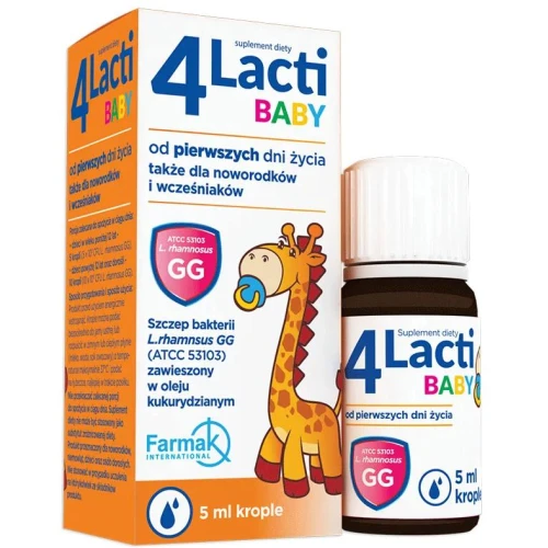 4Lacti Baby, krople doustne, 5 ml    - Probiotyk stosowany od pierwszych dni życia