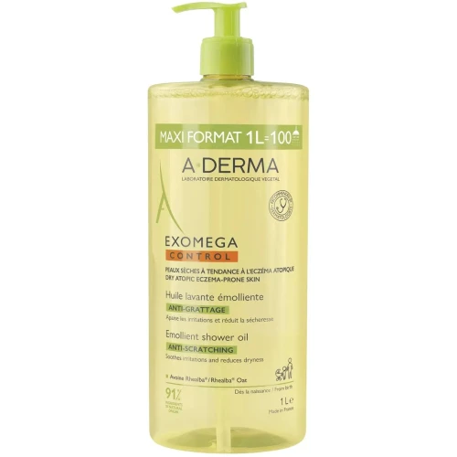 A-Derma Exomega Control Emolientowy olejek pod prysznic, 1000 ml - Do skóry suchej i atopowej dla całej rodziny
