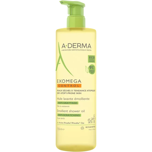 A-Derma Exomega Control Olejek, 750 ml - Emolient pod prysznic, pielęgnuje cerę suchą, skłonną do atopii