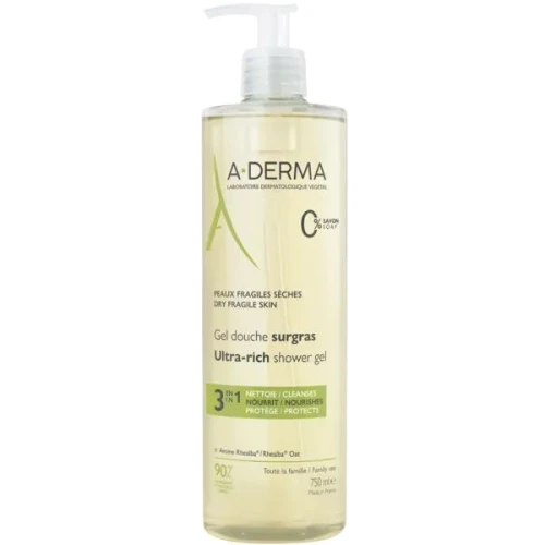 A-Derma Żel pod prysznic do bardzo suchej skóry, 750 ml - Ultra delikatna ochrona i regeneracja skóry