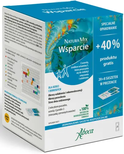 Aboca Natura Mix Advanced Wsparcie, 28 saszetek - Dla dzieci i dorosłych w okresach osłabienia i rekonwalescencji