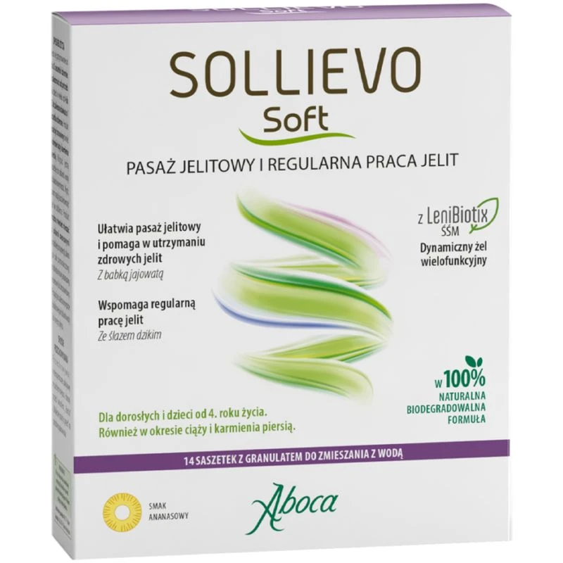 Aboca Sollievo Soft, 14 saszetek - Składniki wspomagające regularną pracę jelit
