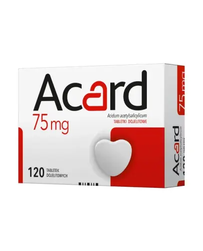 Acard 75 mg, 120 tabletek dojelitowych - Z kwasem acetylosalicylowym