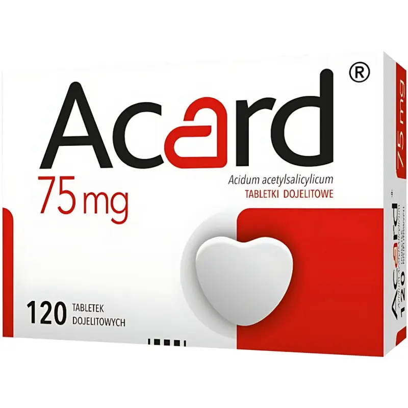 Acard 75 mg, 120 tabletek dojelitowych - Z kwasem acetylosalicylowym