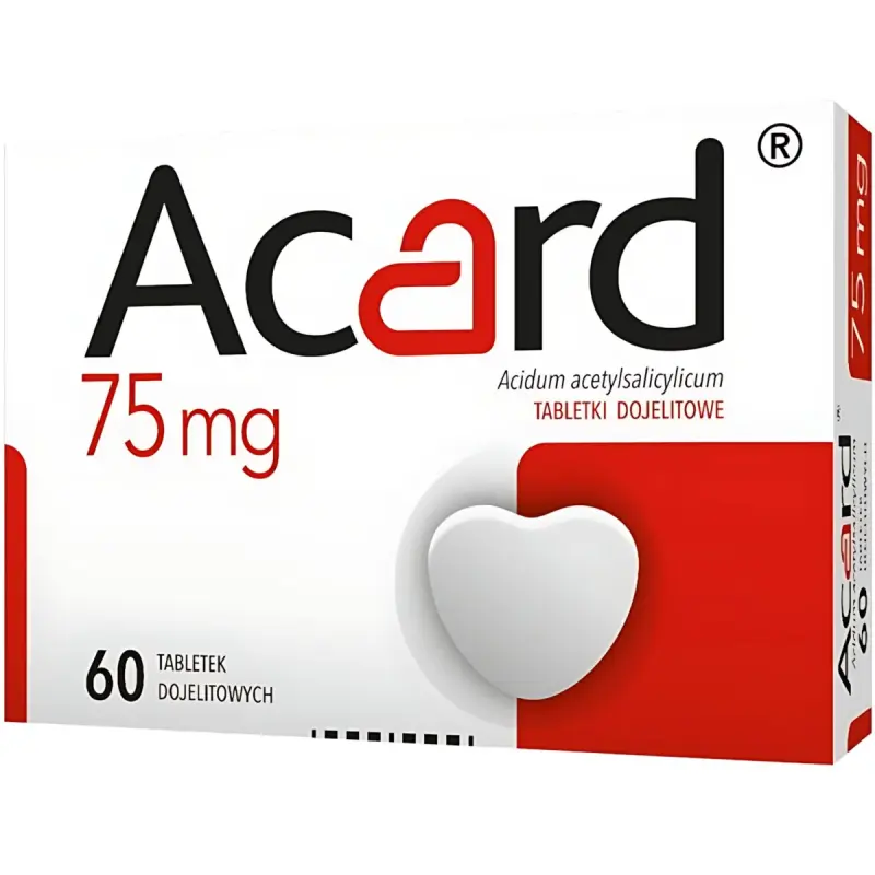 Acard 75 mg, 60 tabletek dojelitowych - Tabletki z kwasem acetylosalicylowym 