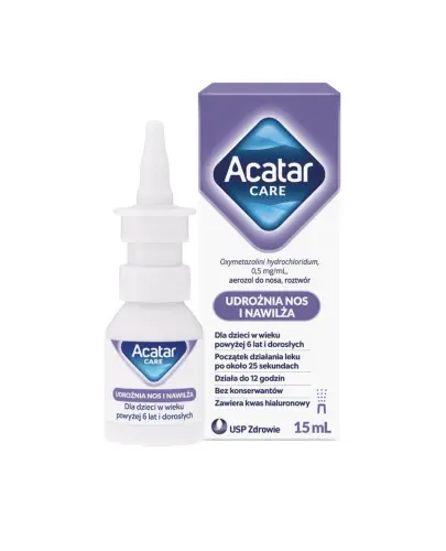 Acatar Care, 0,5mg/ml, aerozol do nosa, 15ml - Zmniejsza obrzęk błony śluzowej nosa, przynosząc ulgę w katarze