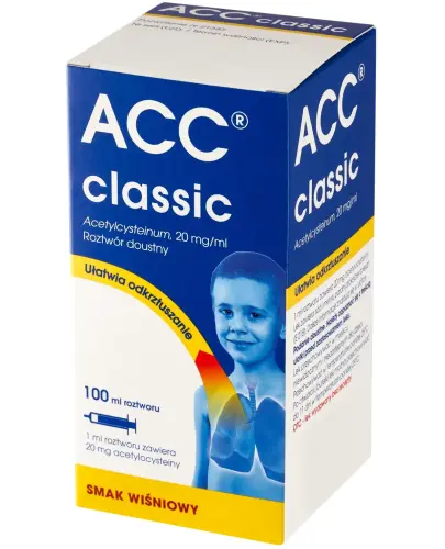 ACC Classic, 20 mg/ml, roztwór doustny, 100ml - Roztwór o smaku wiśniowym z acetylocysteiną
