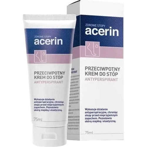 Acerin Antyperspirant, krem przeciwpotny do stóp, 75 ml - Z kompleksem hamującym wydzielanie potu