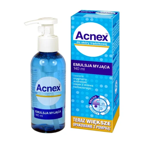 Acnex Emulsja myjąca, 140 ml - Dokładnie oczyszcza i zapobiega powstawaniu zaskórników