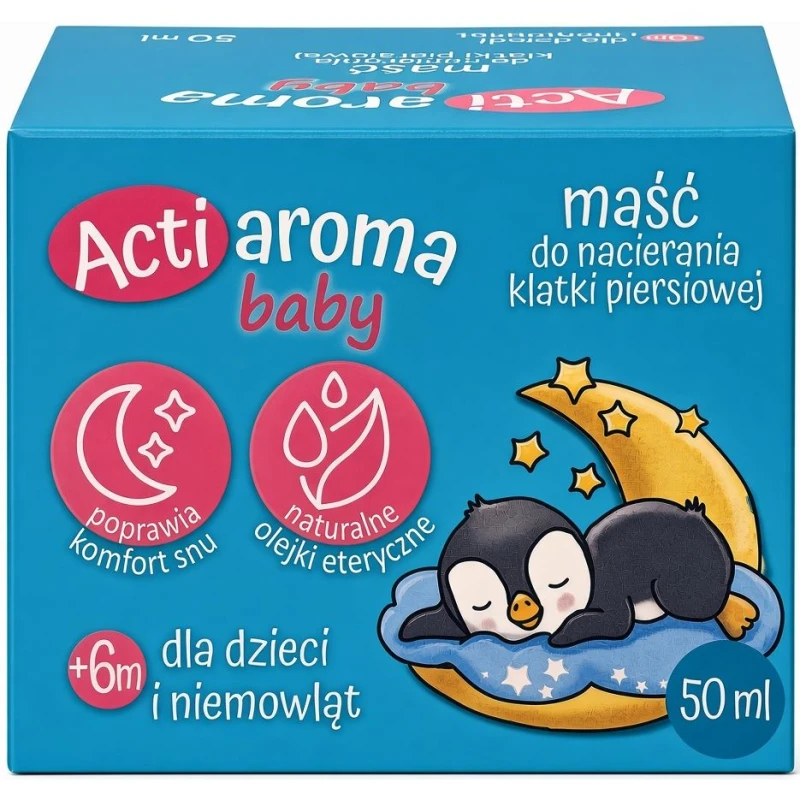 Actiaroma Baby Maść do nacierania klatki piersiowej dla dzieci, 50 ml - Z naturalnymi olejkami eterycznymi, D-panthenolem i witaminą E