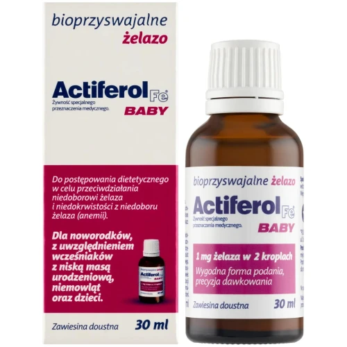 Actiferol Fe Baby, zawiesina doustna 30ml  - Z bioprzyswajalnym żelazem dla niemowląt, dzieci i dorosłych