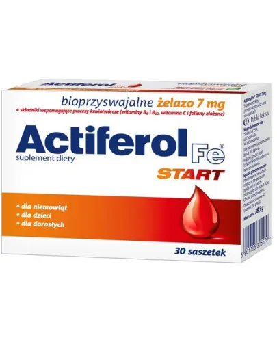 Actiferol Fe Start, 30 saszetek  - Z bioprzyswajalnym żelazem, które pomaga w prawidłowej produkcji czerwonych krwinek