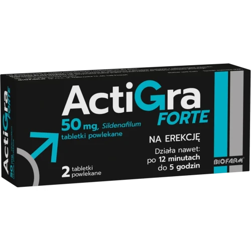 Actigra Forte 50mg, 2 tabletki powlekane - Z syldenafilem na erekcje
