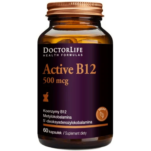 Doctor Life Active B12 500 mcg, 60 kapsułek - Aktywna forma witaminy B12 w kapsułce roślinnej