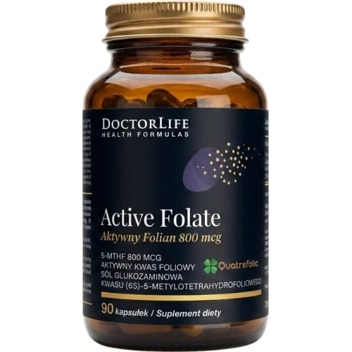 Doctor Life Active Folate 800 mcg, 90 kapsułek - Aktywna i wysoce przyswajalna forma kwasu foliowego dla dorosłych.
