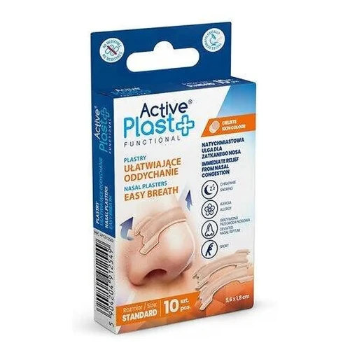 ActivePlast Standard Plastry ułatwiające oddychanie, 10 sztuk - Na zatkany nos, alergie, chrapanie