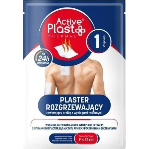 ActivePlast Thermal plaster rozgrzewający z arniką, 9x14cm,1 sztuka - Zapewnia przyjemne uczucie ciepła, koi i pielęgnuje skórę