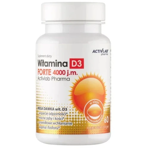 ActivLab Witamina D3 Forte 4000 j.m., 60 kapsułek - Witamina D3 rozpuszczona w oleju słonecznikowym